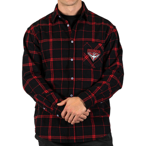 Essendon Bombers Mens Adults Mustang Flannel Shirt