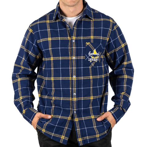 North Queensland Cowboys NRL Mens Adults Mustang Flannel Shirt