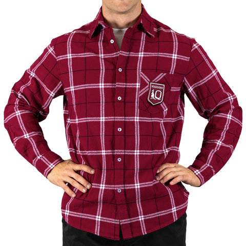 QLD Maroons State of Origin Mens Adults Mustang Flannel Shirt