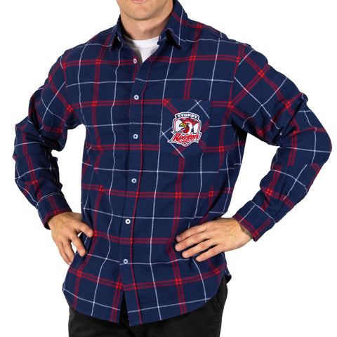 Sydney Roosters NRL Mens Adults Mustang Flannel Shirt
