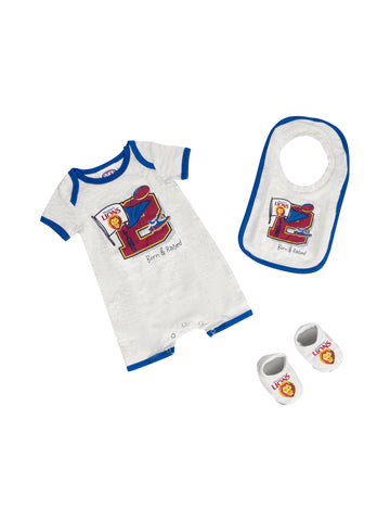 Brisbane Lions Baby Infants Footy Fan Romper Bib Booties Gift Set