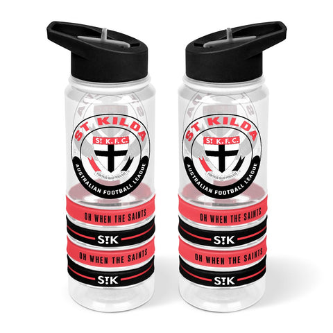 St Kilda Saints Tritan Bottle with Rubber Bands