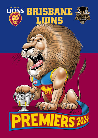 Brisbane Lions 2024 Premiers Mark Knight Caricature A6 Sticker PH1