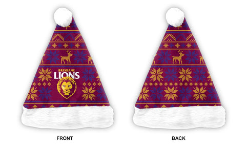 Brisbane Lions Mens Adults Christmas Santa Hat