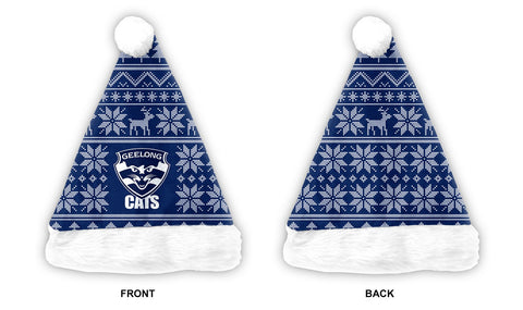 Geelong Cats Mens Adults Ugly Sweater Santa Hat