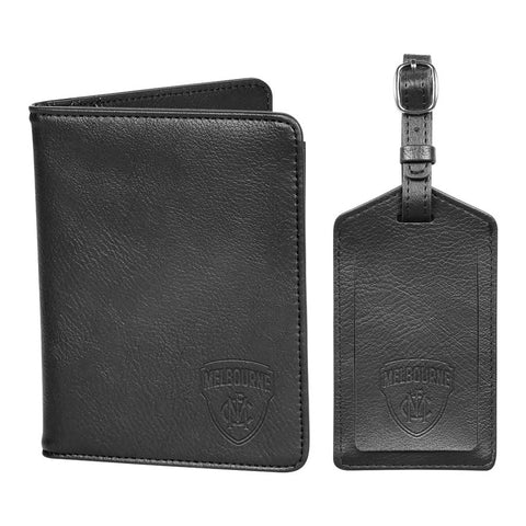 Melbourne Demons PU Leather Passport Holder and Luggage Tag
