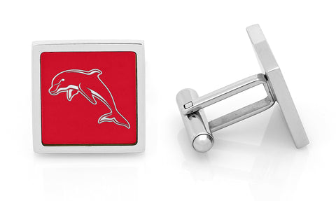 Redcliffe Dolphins Stainless Etched Logo Square Cufflinks