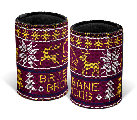 Brisbane Broncos NRL Christmas Ugly Can Cooler