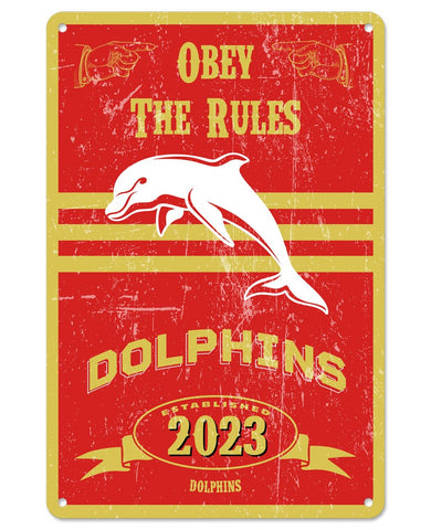 Redcliffe Dolphins NRL Retro Metal Sign