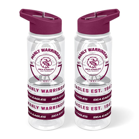 Manly Sea Eagles NRL Tritan Bottle with Rubber Bands