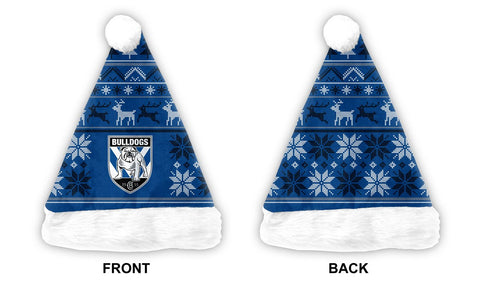 Canterbury Bulldogs NRL Mens Adults Ugly Sweater Santa Hat