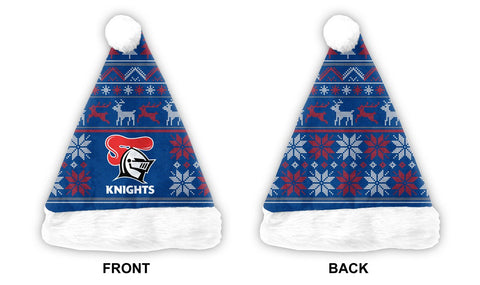 Newcastle Knights NRL Mens Adults Ugly Sweater Santa Hat