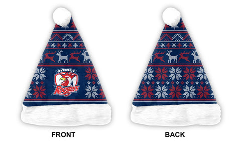 Sydney Roosters NRL Mens Adults Ugly Sweater Santa Hat