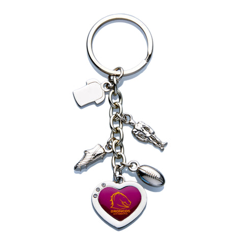 Brisbane Broncos NRL Charm Keyring