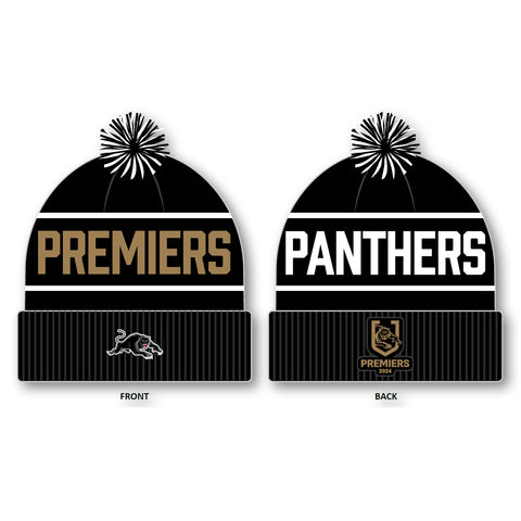 PREORDER - Penrith Panthers NRL 2024 Premiers Mens Adults Pom Pom Beanie