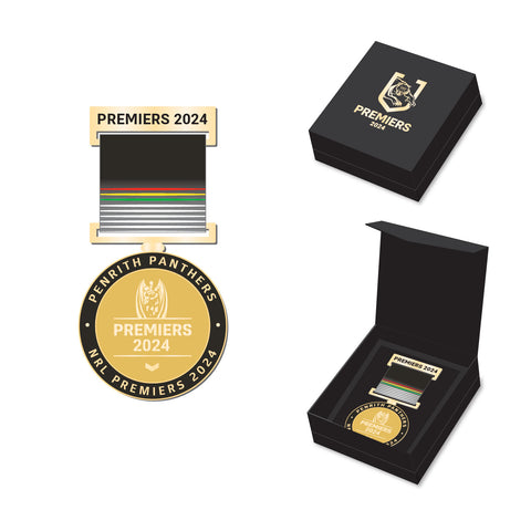 PREORDER - Penrith Panthers NRL 2024 Premiers Premiership Medal with Ribbon