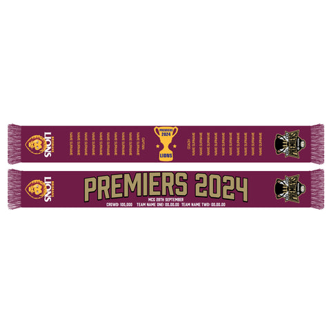 Brisbane Lions 2024 Premiers Mens Adults Scarf