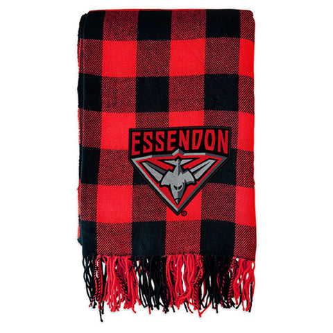 Essendon Bombers Tartan Throw Rug Blanket