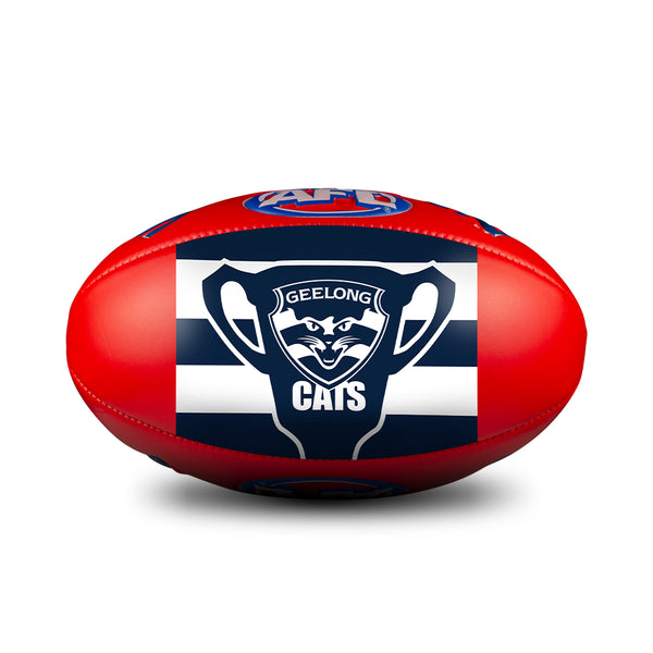 Geelong Cats 2022 Premiers Sherrin Super Soft Touch Red Football Size