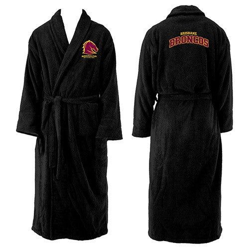 Brisbane Broncos NRL Mens Adults Long Sleeve Robe Dressing Gown